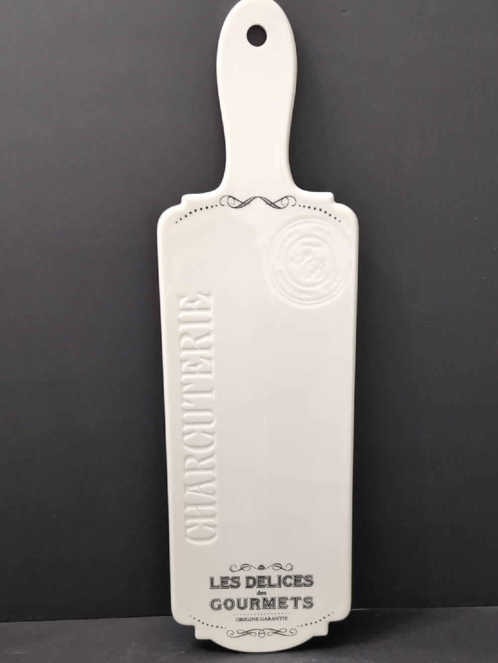 Easy Life ,Les Delices Des Gourmet White Porcelain Charcuterie Board.